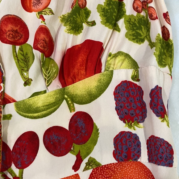 Vintage 90s Y2K πππππRARE Betsey Johnson White Silk Fruit Dress, Size 6 - Picture 12 of 16